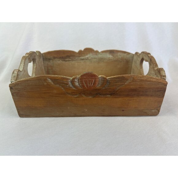 Vintage Handcrafted Wooden Heart Cutout Decorative Organizer Tray Box - Picture 4 of 14